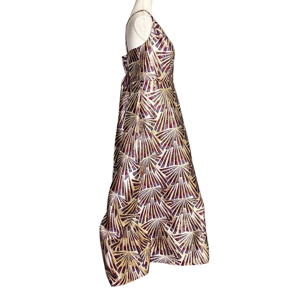 Night Way Collections Gold and Purple Art Deco Shimmer Formal Dress - Picture 3 of 16